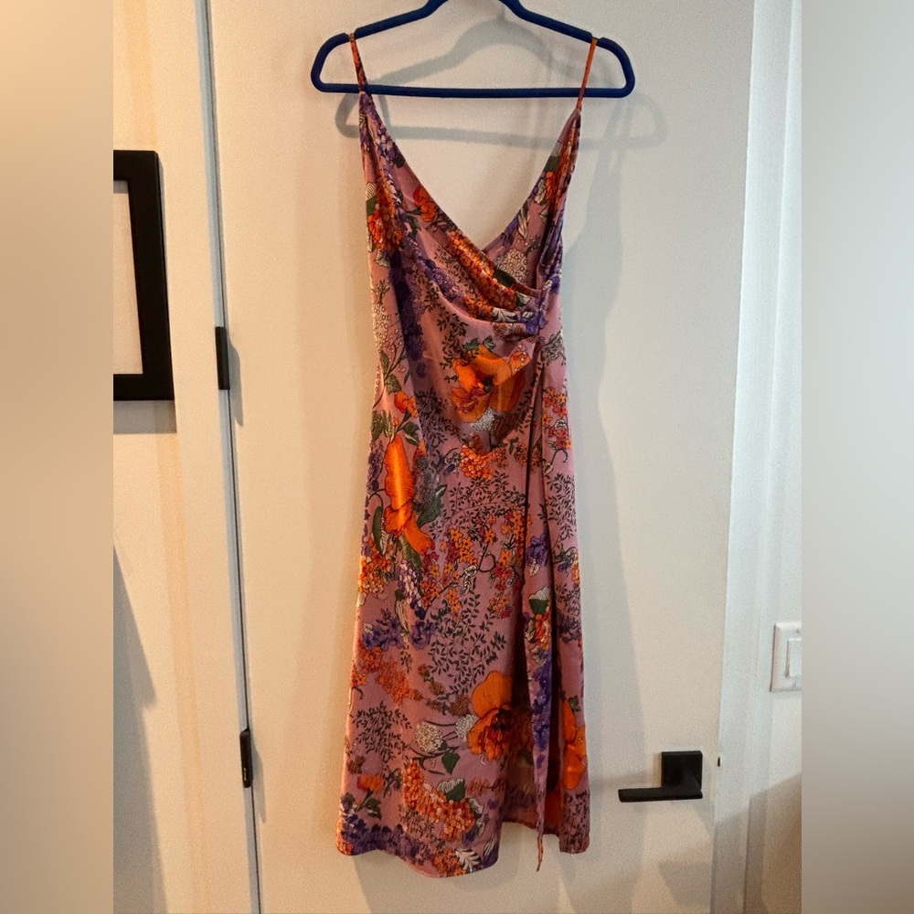 Urban Outfitters Asymmetrical Orange Red Slip Dress